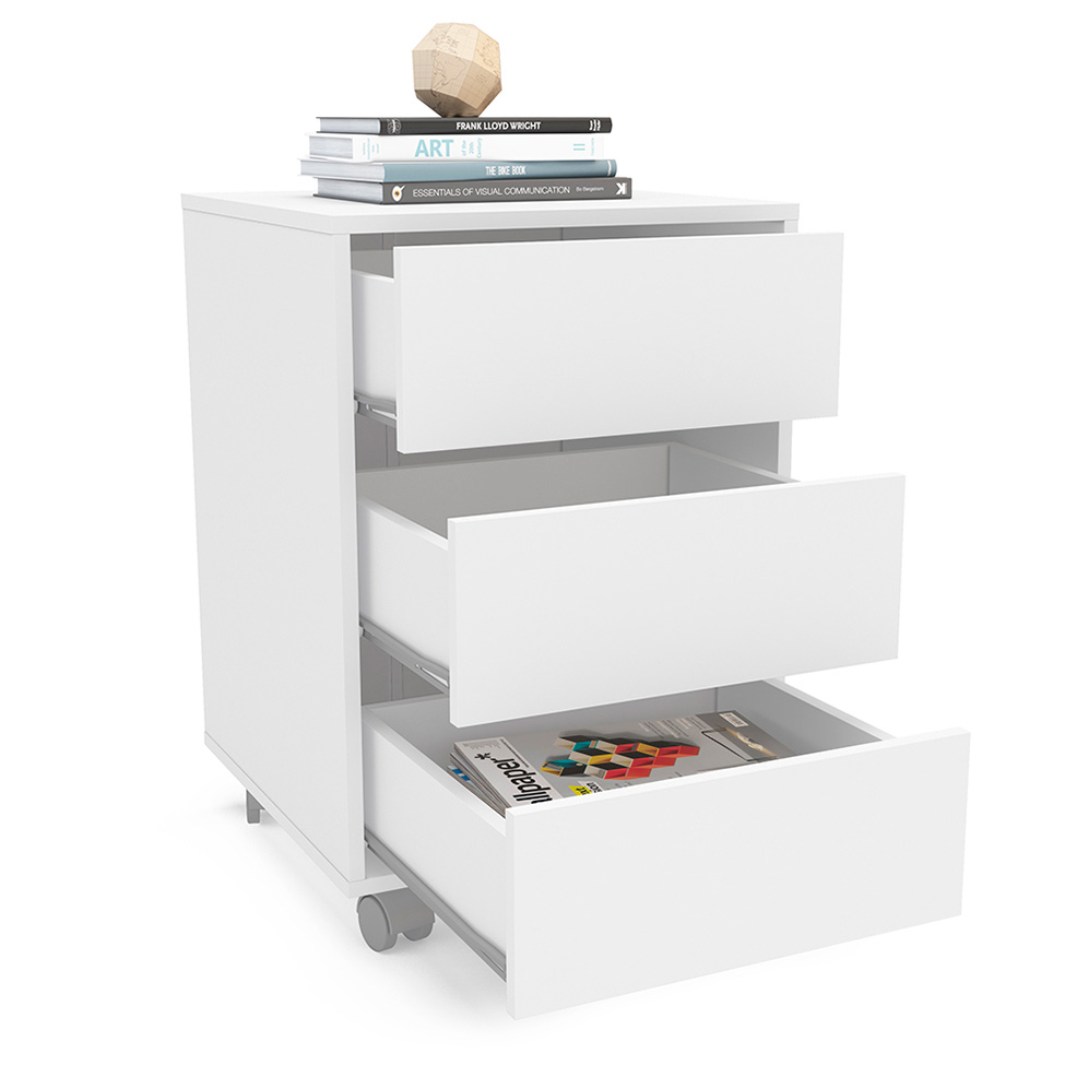 Gaveteiro Mauá 3 GV Branco 45 cm