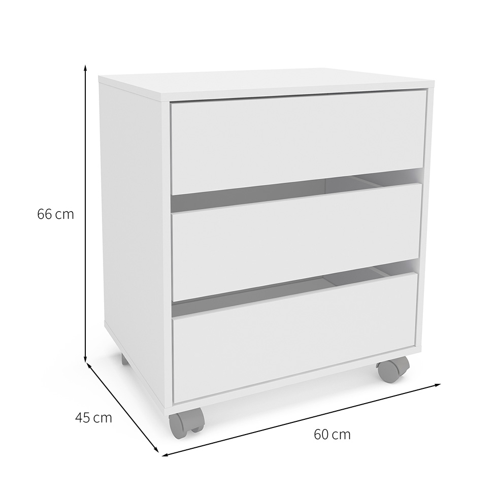 Gaveteiro Mauá 3 GV Branco 60 cm