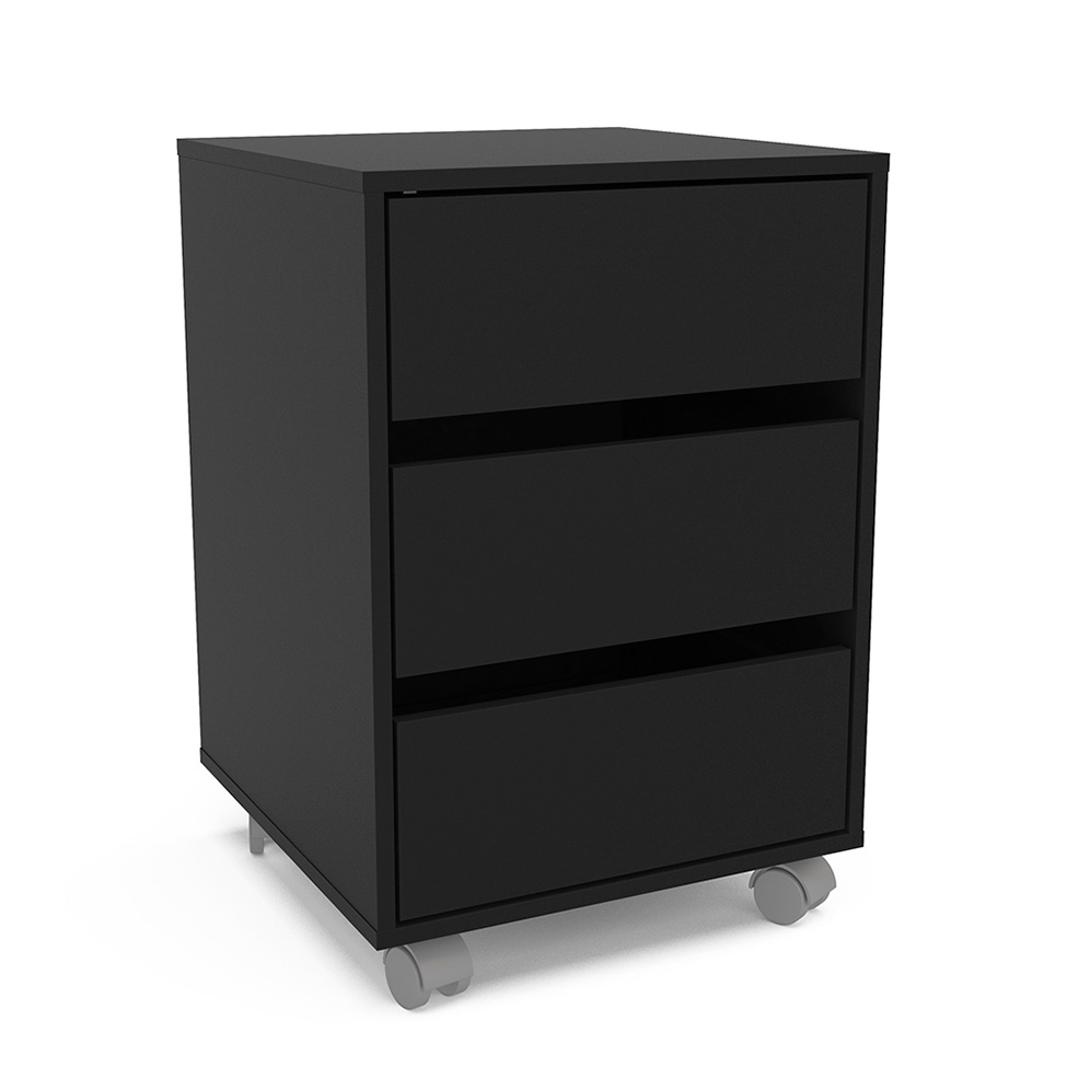 Gaveteiro Mauá 3 GV Preto 45 cm