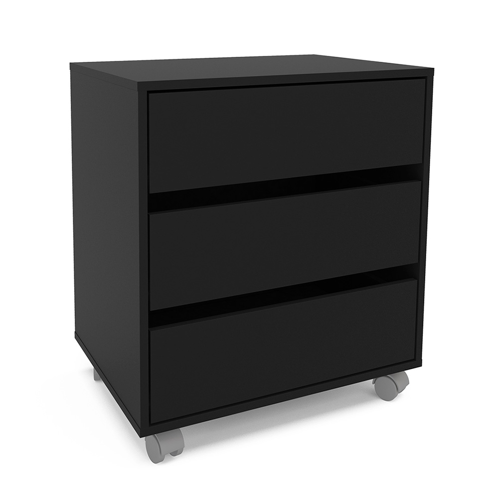 Gaveteiro Mauá 3 GV Preto 60 cm