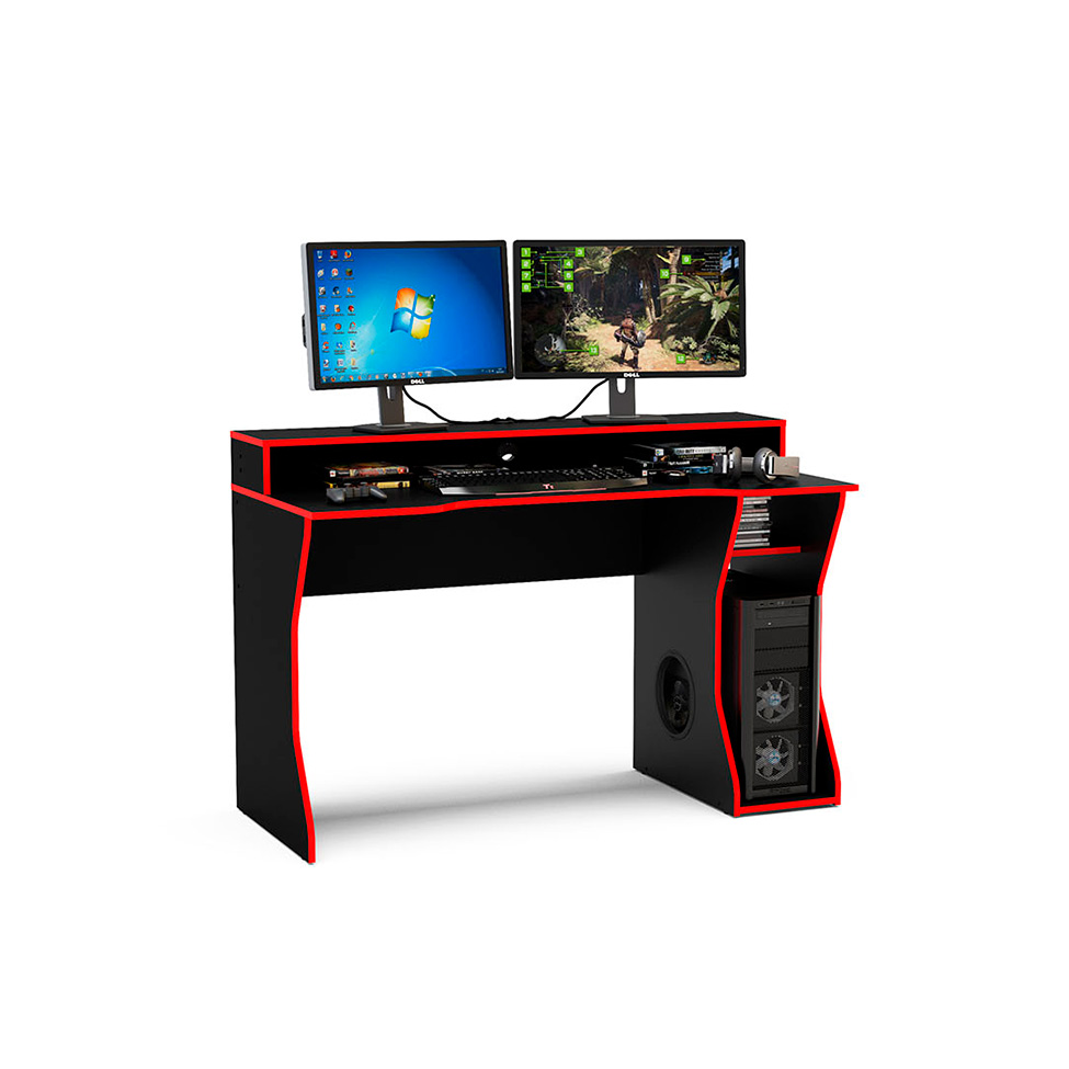 Mesa Gamer Fremont Preta e Vermelha