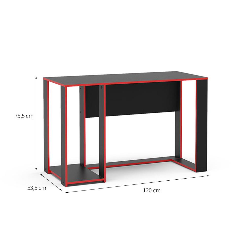 Mesa Gamer Singapura Preta e Vermelha