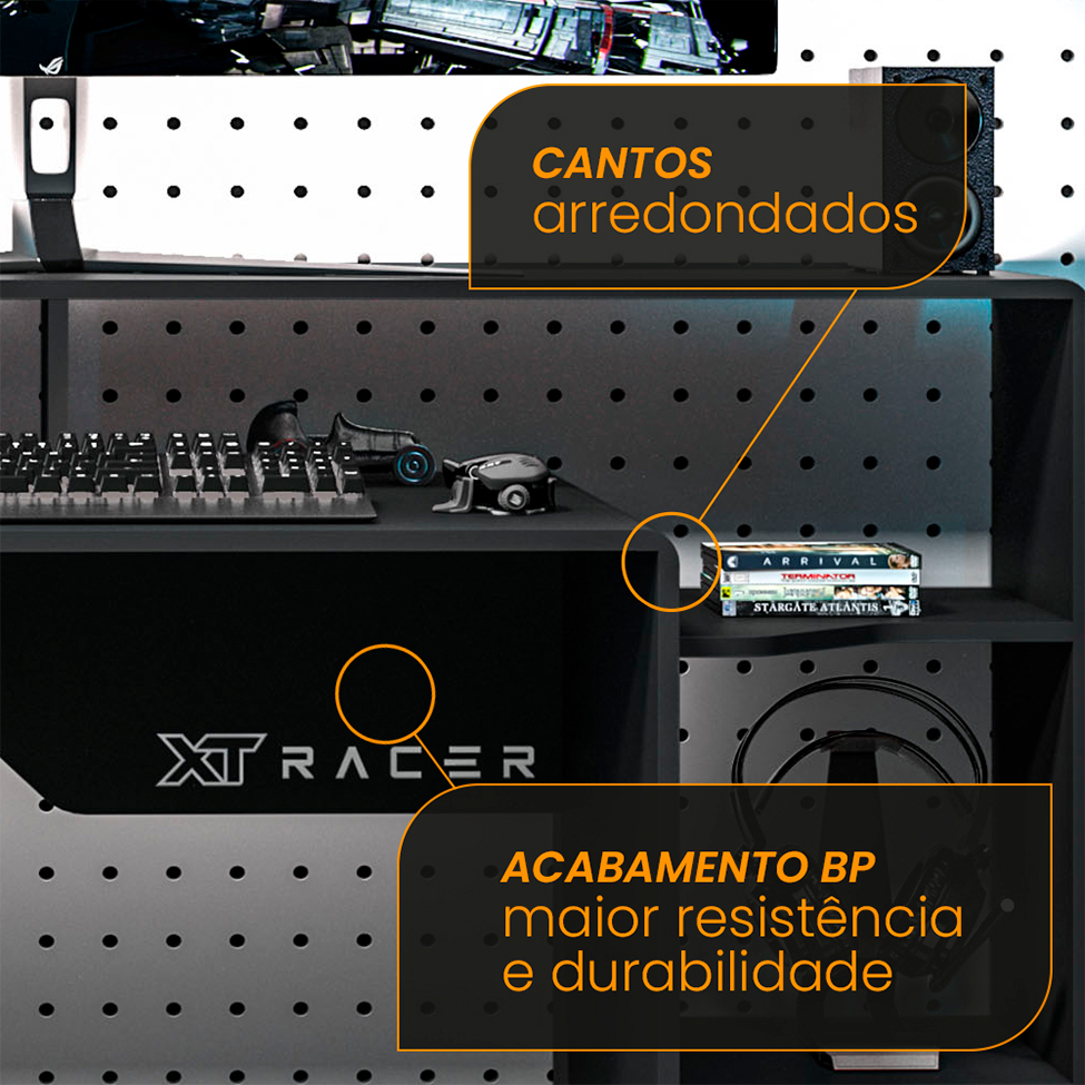 Mesa Gamer XT Racer Control Preta e Branca