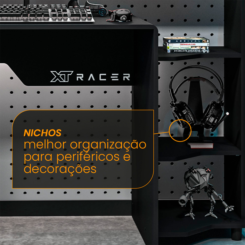 Mesa Gamer XT Racer Control Preta e Branca