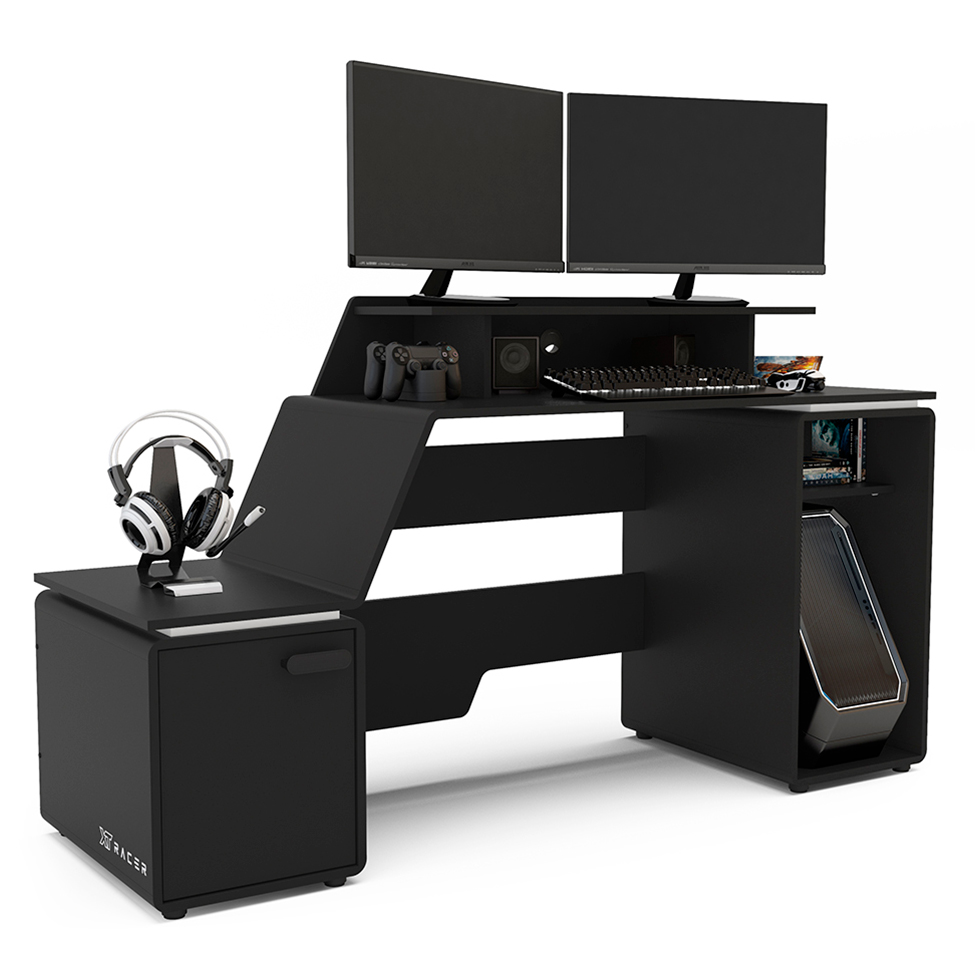 Mesa Gamer XT Racer Space Two 1 PT Preta e Branca
