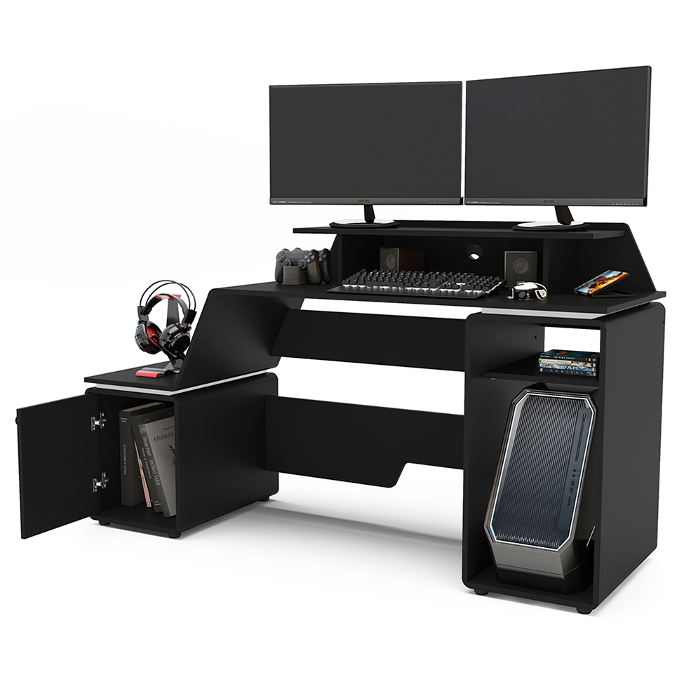 Mesa Gamer XT Racer Space Two 1 PT Preta e Branca