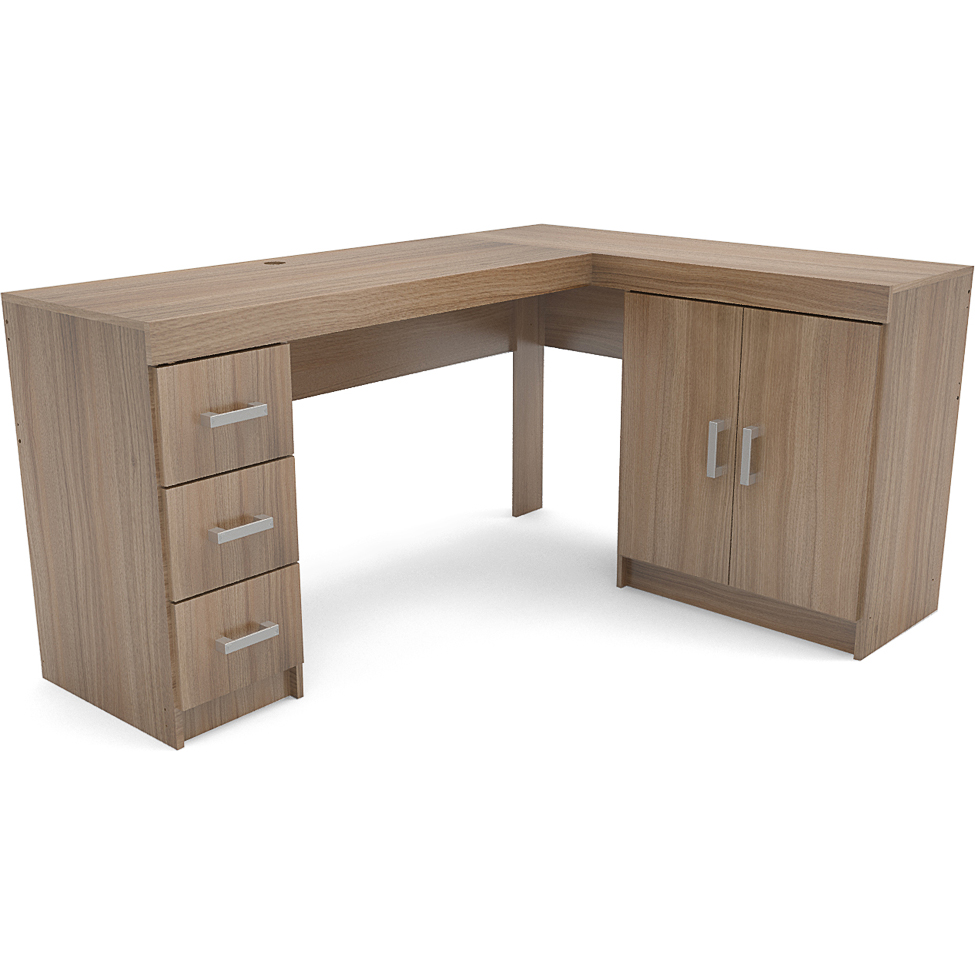 Mesa de Escritório Kit Espanha Castanho 2 portas e 3 gavetas