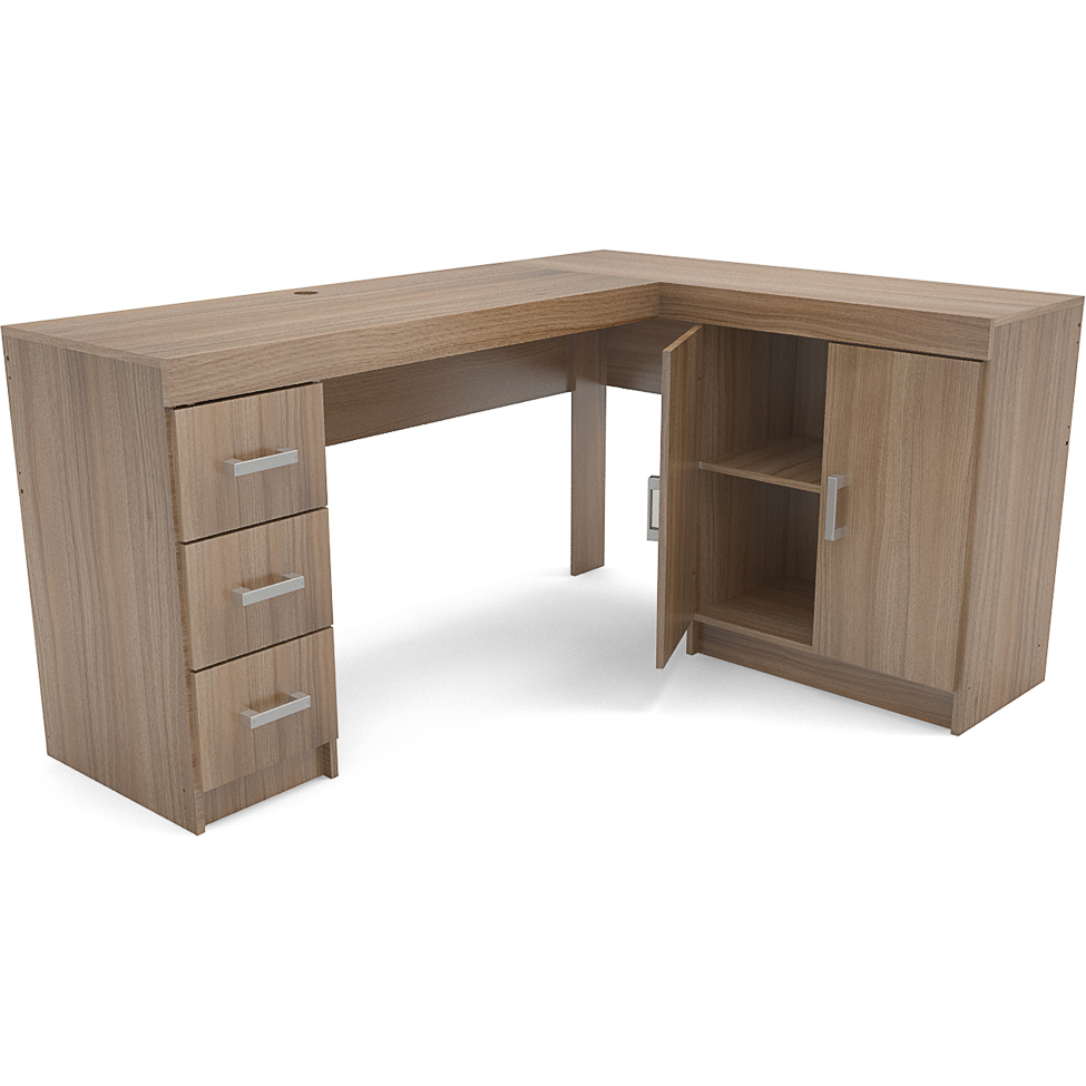 Mesa de Escritório Kit Espanha Castanho 2 portas e 3 gavetas