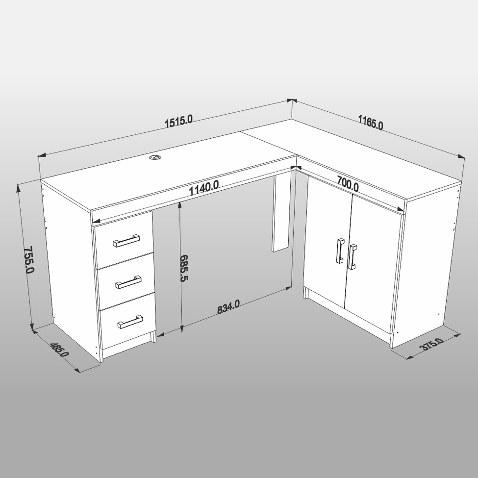 Mesa de Escritório Kit Espanha Castanho 2 portas e 3 gavetas