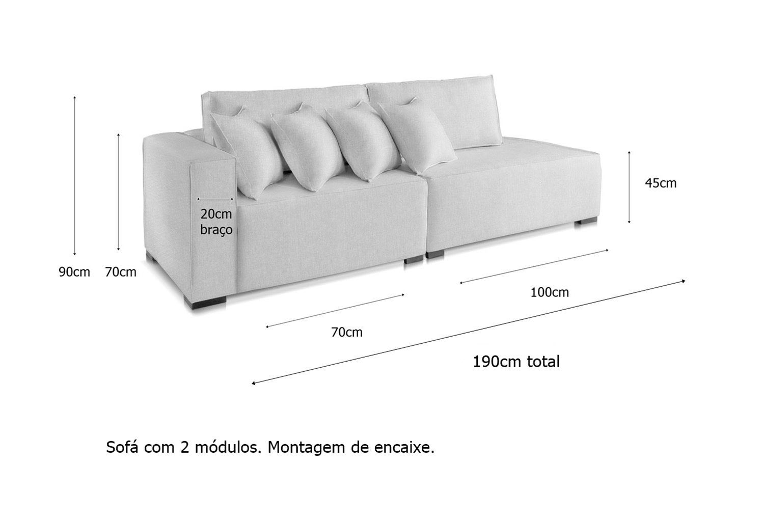Sofá 2 Lugares Fixo Istambul Linho BD 1,9m