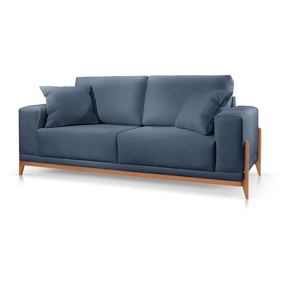 Sofá 2 Lugares Sala Estar Living Bellagio Suede Azul 1,90m