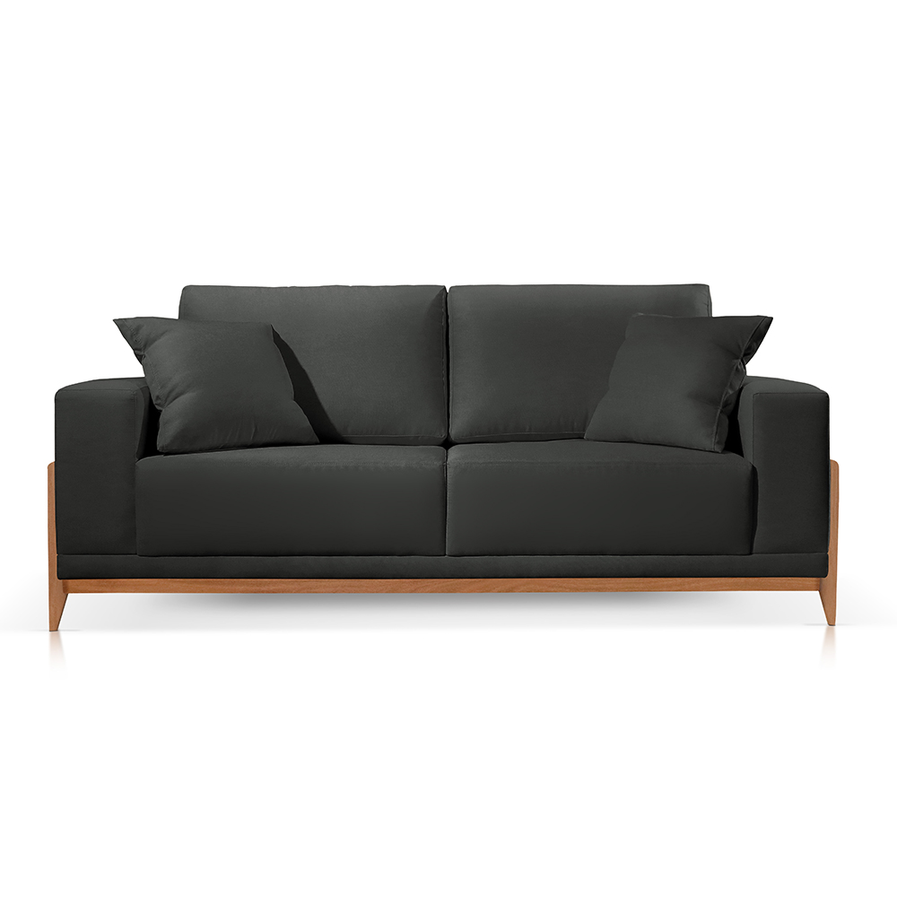 Sofá 2 Lugares Sala Estar Living Bellagio Suede Preto 2,10m