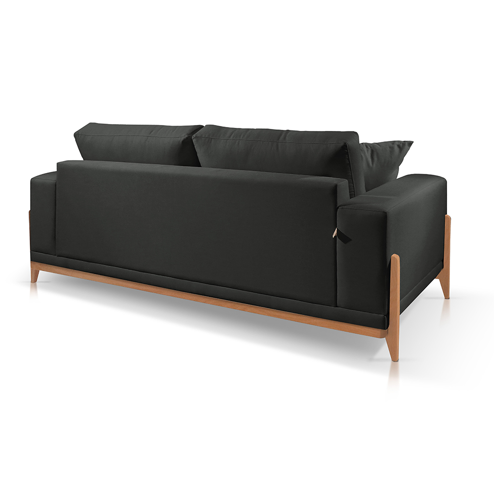 Sofá 2 Lugares Sala Estar Living Bellagio Suede Preto 2,10m
