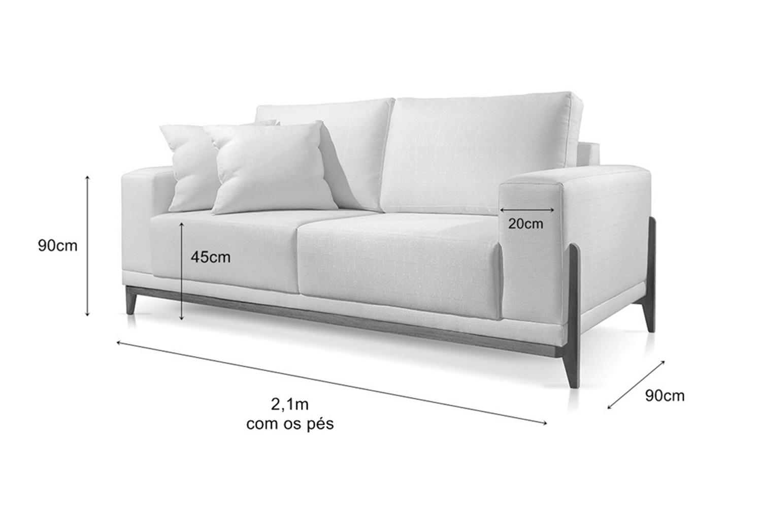 Sofá 3 Lugares Sala Estar Living Bellagio Linho OffWhite 2,1m