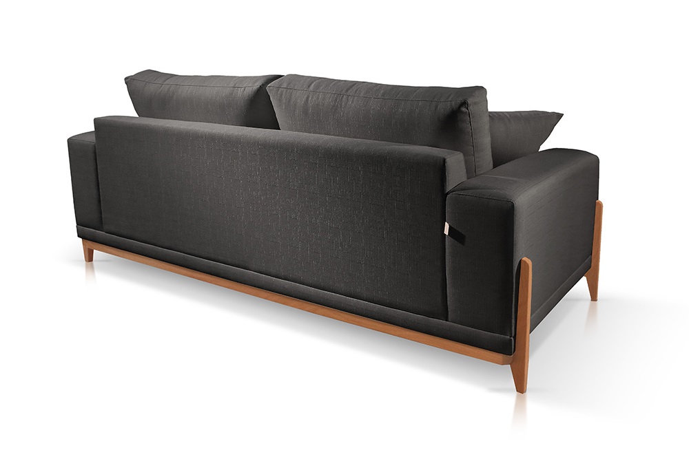 Sofá 3 Lugares Sala Estar Living Bellagio Linho Preto 2,1m