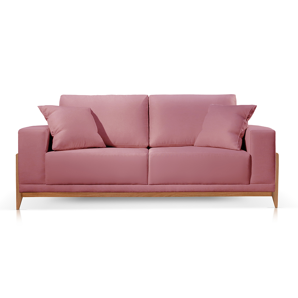 Sofá 3 Lugares Sala Estar Living Bellagio Suede Rose 2,10m