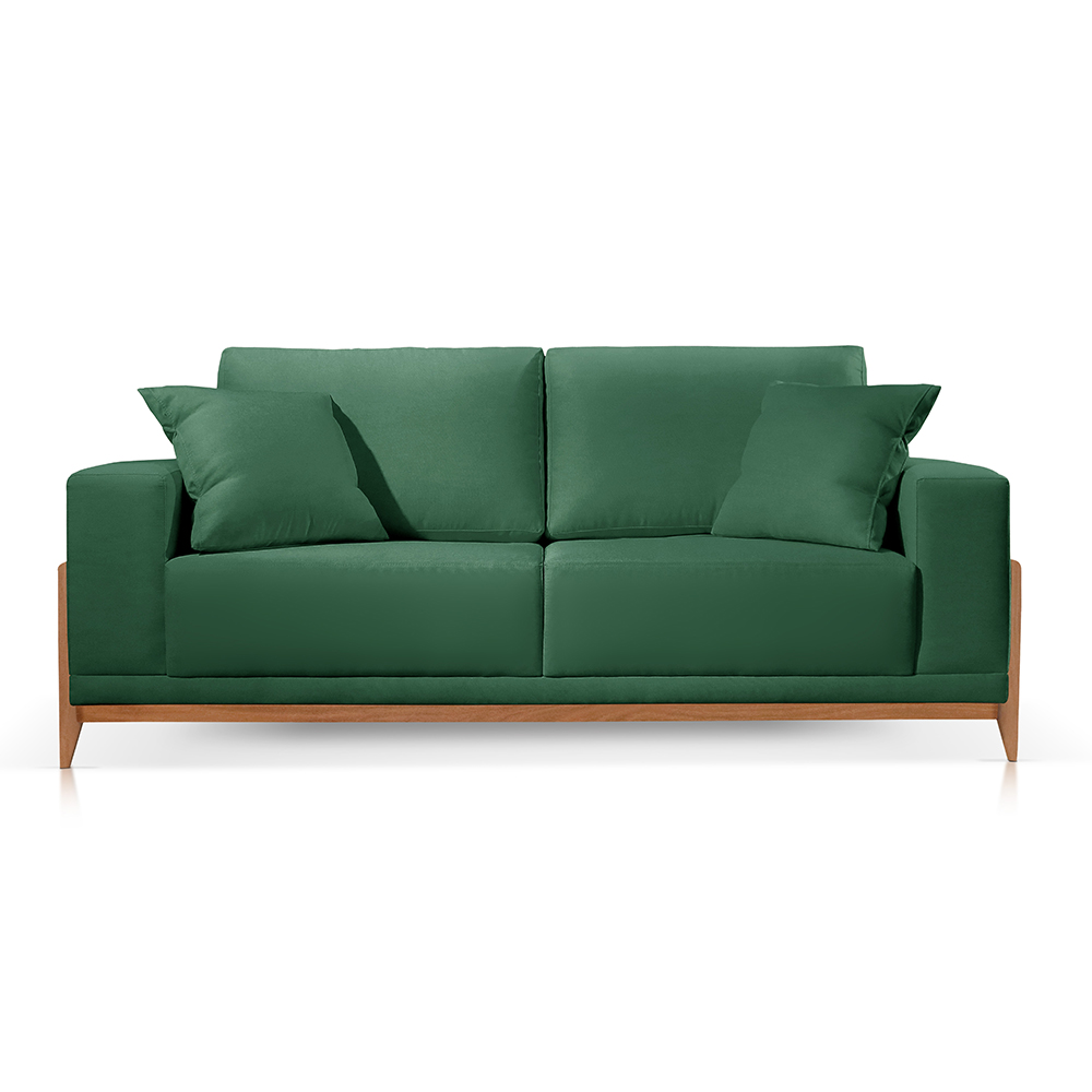 Sofá 3 Lugares Sala Estar Living Bellagio Suede Verde 2,10m