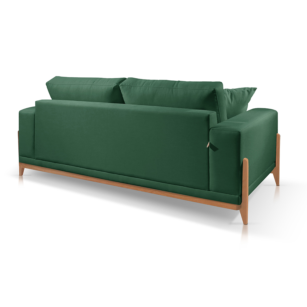 Sofá 3 Lugares Sala Estar Living Bellagio Suede Verde 2,10m