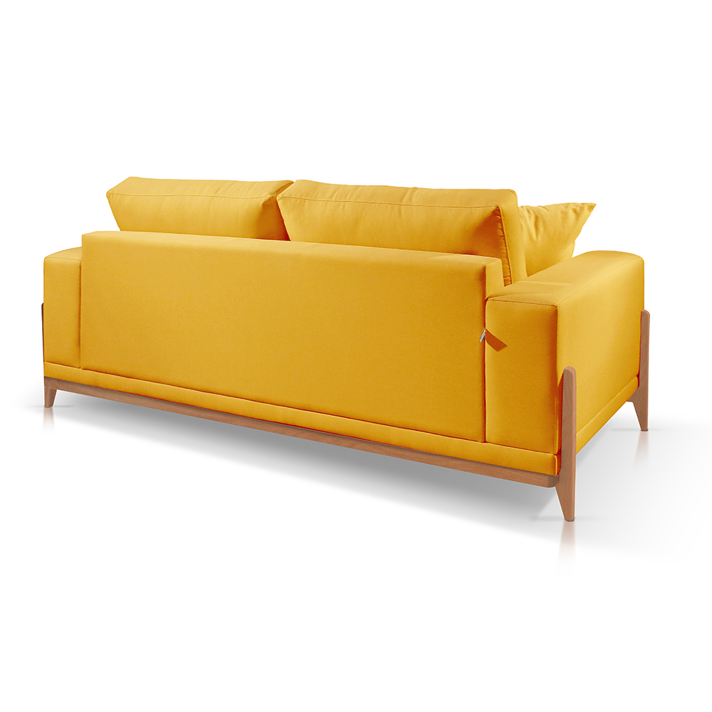 Sofá 3 Lugares Sala Estar Living Bellagio Veludo Amarelo 2,10m