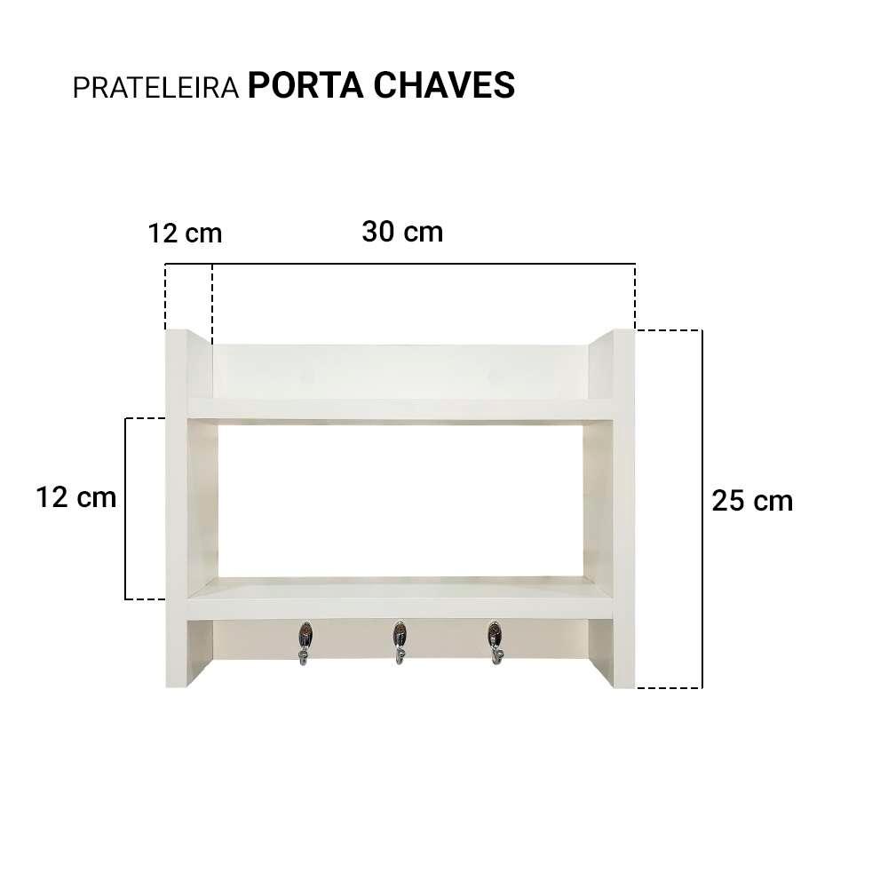 Porta Chave de Parede Suporte para Chaveiro Decorativo Branco