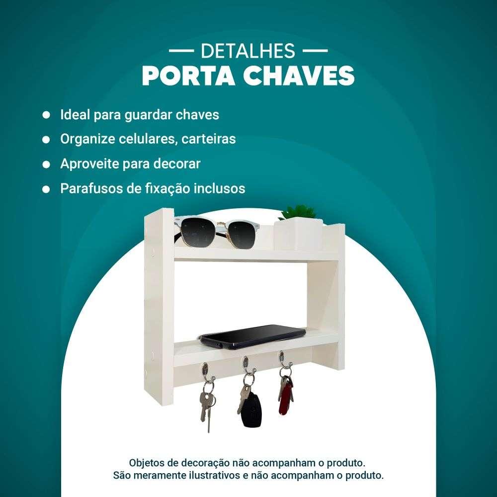 Porta Chave de Parede Suporte para Chaveiro Decorativo Branco