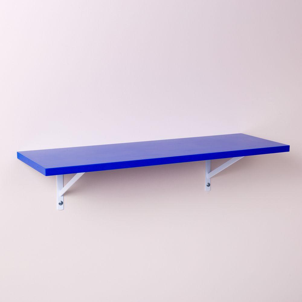 Prateleira Azul 40 X 20cm Com Suporte Mao Francesa