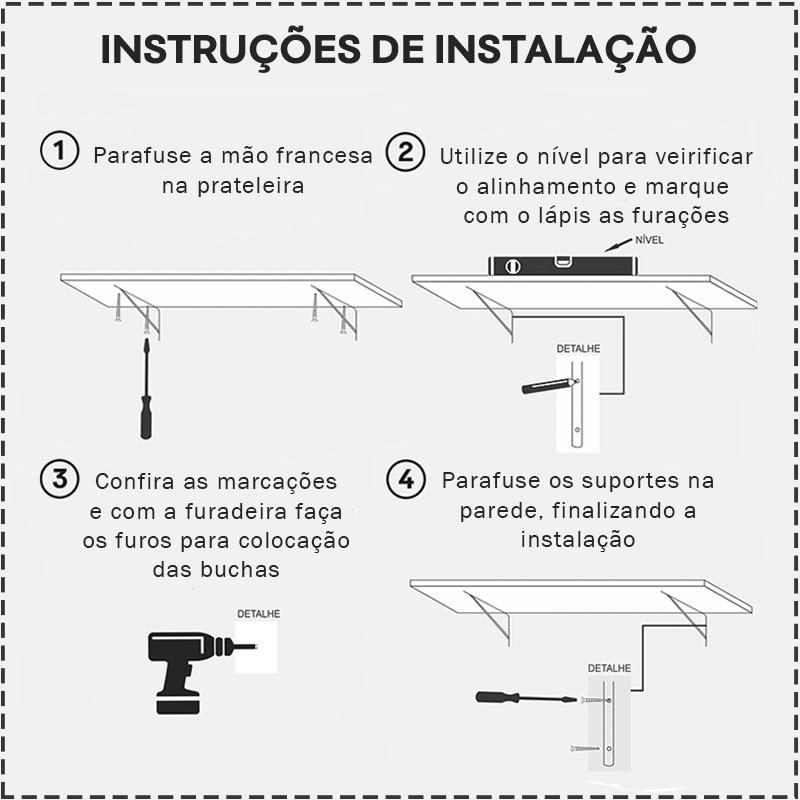 Prateleira Branca 40 X 25cm Com Suporte Mao Francesa