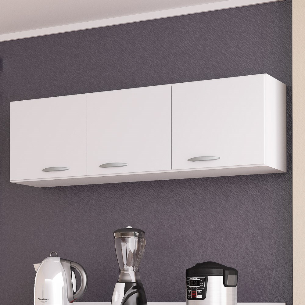 Armário Aéreo 3 Portas 120cm Branco - Poquema