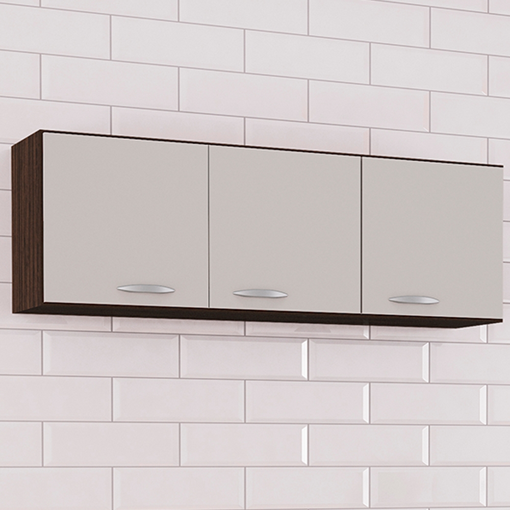 Armario Aereo 3 Portas 120 cm 843 Chocolate Off White POQQ