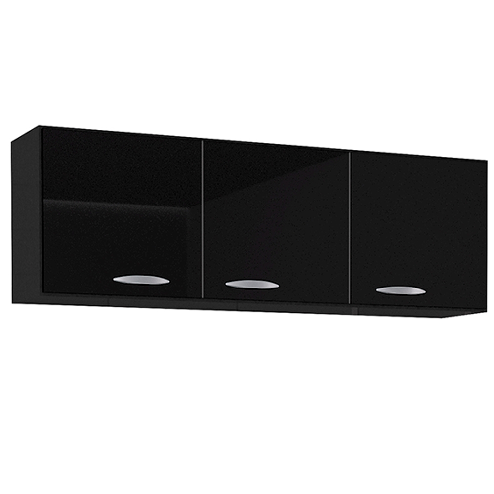 Armario Aereo 3 Portas 120 cm 843 Preto POQQ