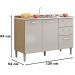 Balcao Para Pia 3 Portas 120 cm 508 Damasco Off White POQQ