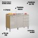 Balcao Para Pia 3 Portas 120 cm 508 Damasco Off White POQQ