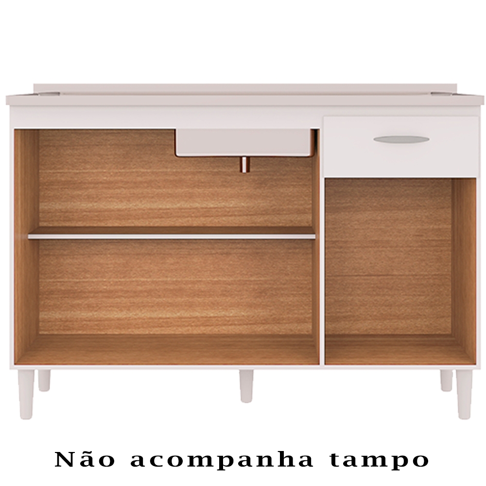 Balcao Pia 120cm 3 Portas 434 Branco POQQ