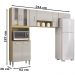 Cozinha Compacta 8 Portas 244 cm 506 Damasco Off White POQQ