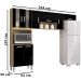 Cozinha Compacta 8 Portas 244 cm 506 Damasco Preto POQQ