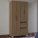Guarda Roupa Solteiro 4 Portas 91 cm 948 Castanho POQQ