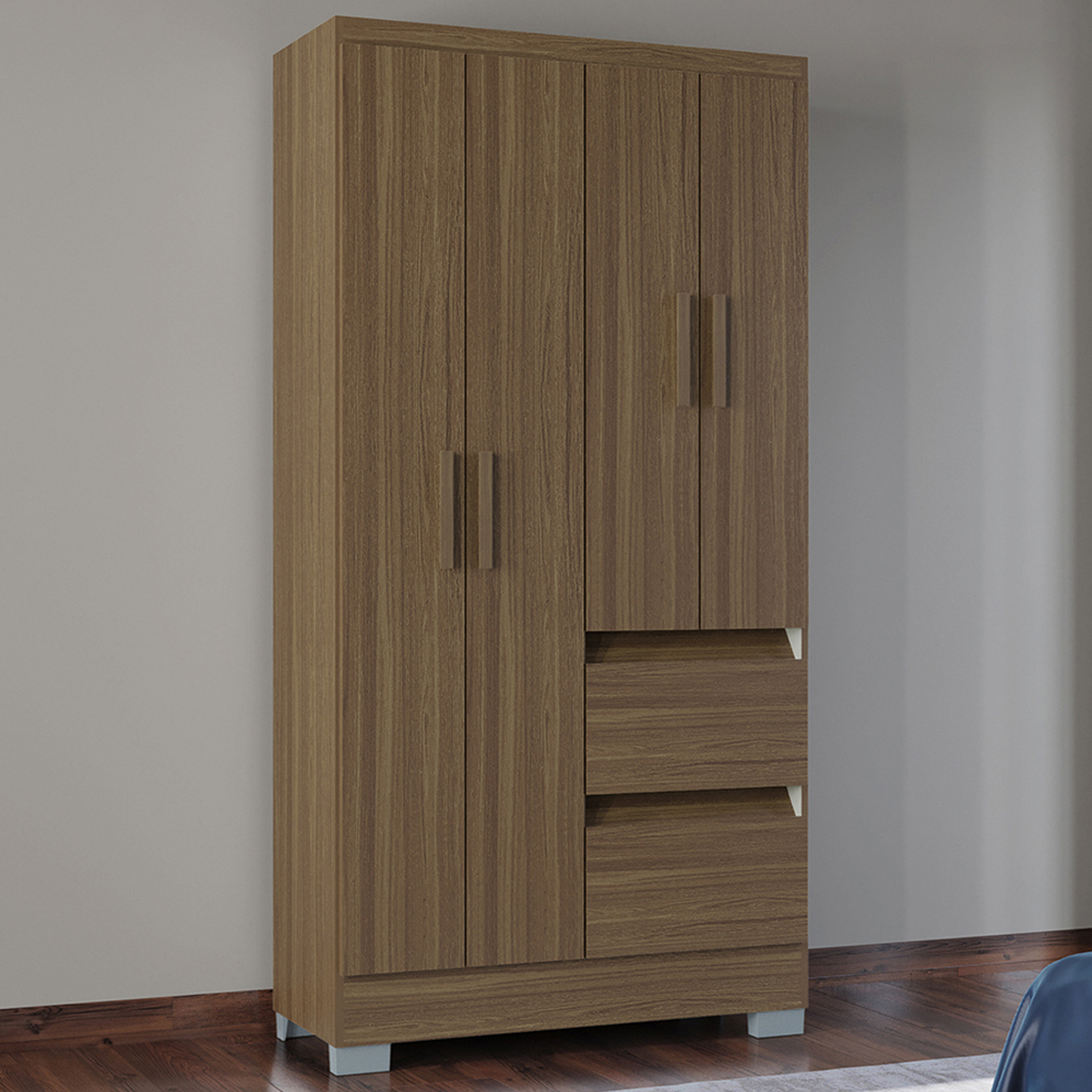 Guarda Roupa Solteiro 4 Portas 91 cm 948 Castanho POQQ