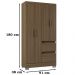 Guarda Roupa Solteiro 4 Portas 91 cm 948 Castanho POQQ