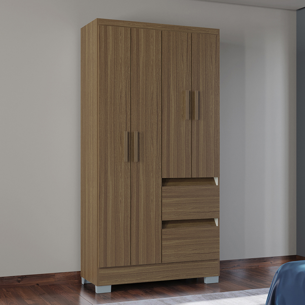 Guarda Roupa Solteiro 4 Portas 91 cm 948 Castanho POQQ