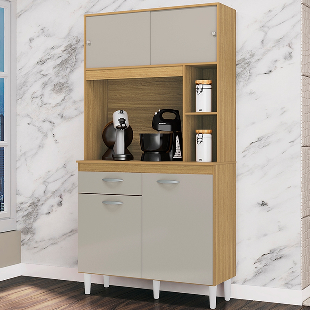 Kit Armario Cozinha 4 Portas 881 Damasco Off White POQQ