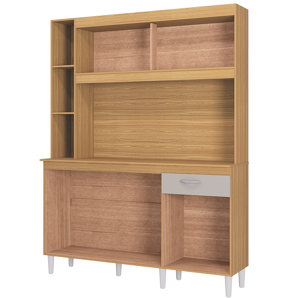Kit Armario Cozinha 5 Portas 883 Damasco Off White POQQ