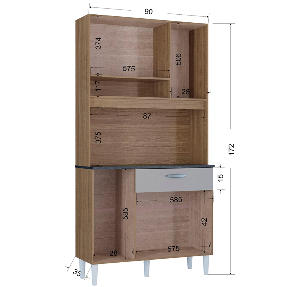 Kit Armario Cozinha 6 Portas 558 Damasco Off White POQQ
