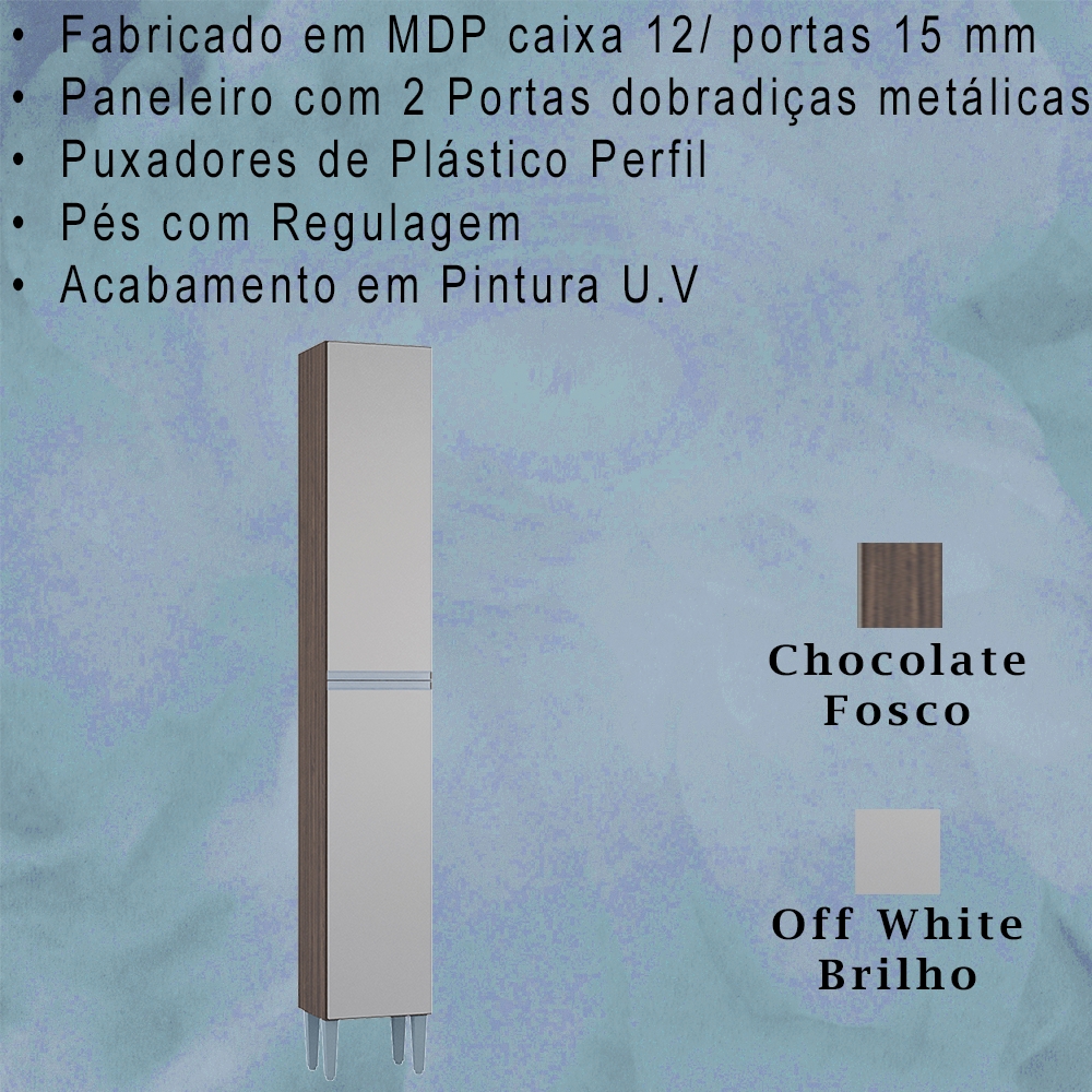 Paneleiro Simples 2 Portas 704 Chocolate Off White POQQ