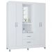 Roupeiro 4 Portas Com Espelho 966 Branco POQQ