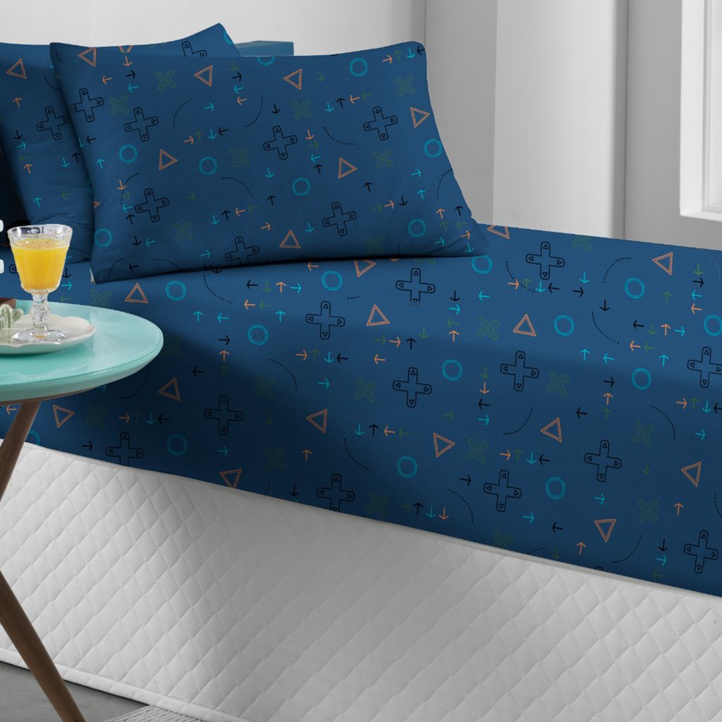 Fronha Avulsa Doce Vida Kids 48x68cm Malha 70% Algodão 30% Poliéster Game Blue