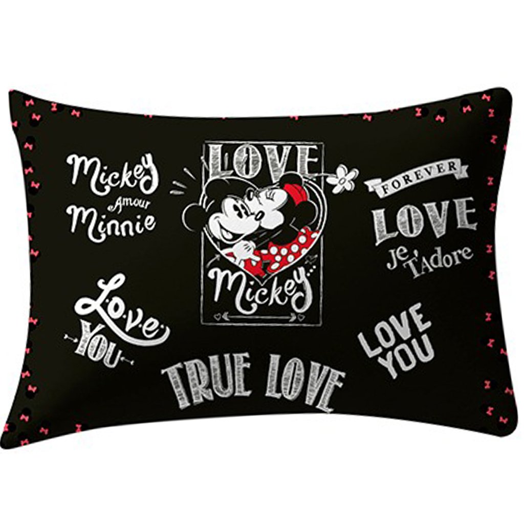Fronha Avulsa Mickey e Minnie 100% Algodão 48x68cm Preto