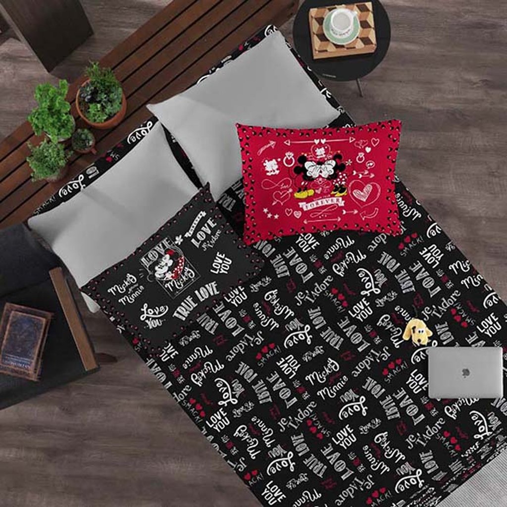 Fronha Avulsa Mickey e Minnie 100% Algodão 48x68cm Preto
