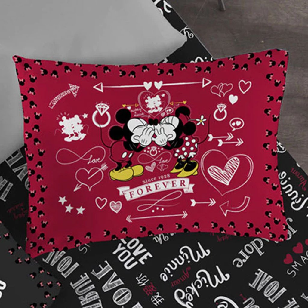 Fronha Avulsa Mickey e Minnie 100% Algodão 48x68cm Vermelho