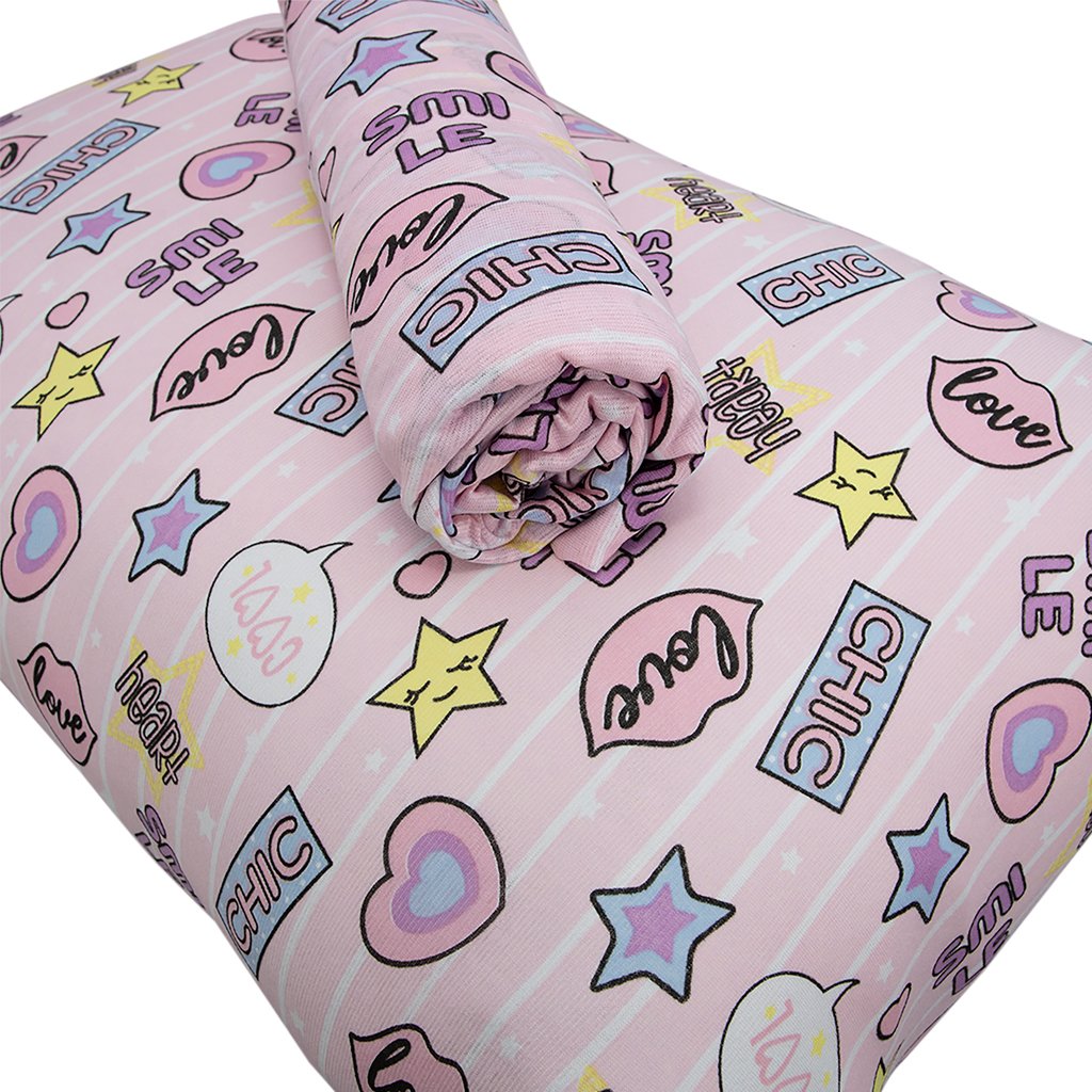 Jogo de Cama Solteiro Kids 2 Pçs Doce Vida Malha 70% Algodão 30% Poliéster Chic Love