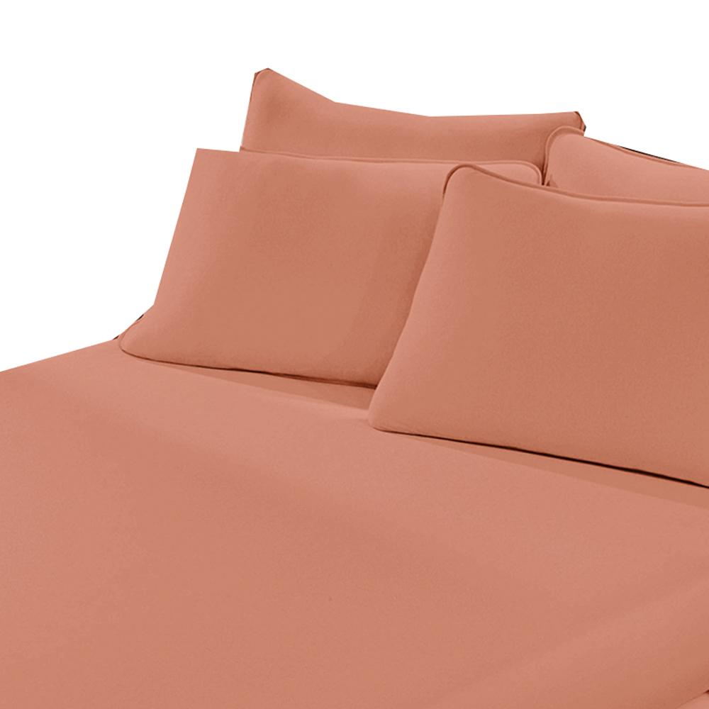 Lençol Malha Liso com Elástico Queen Laranja Linha Cores Portallar 1 peça